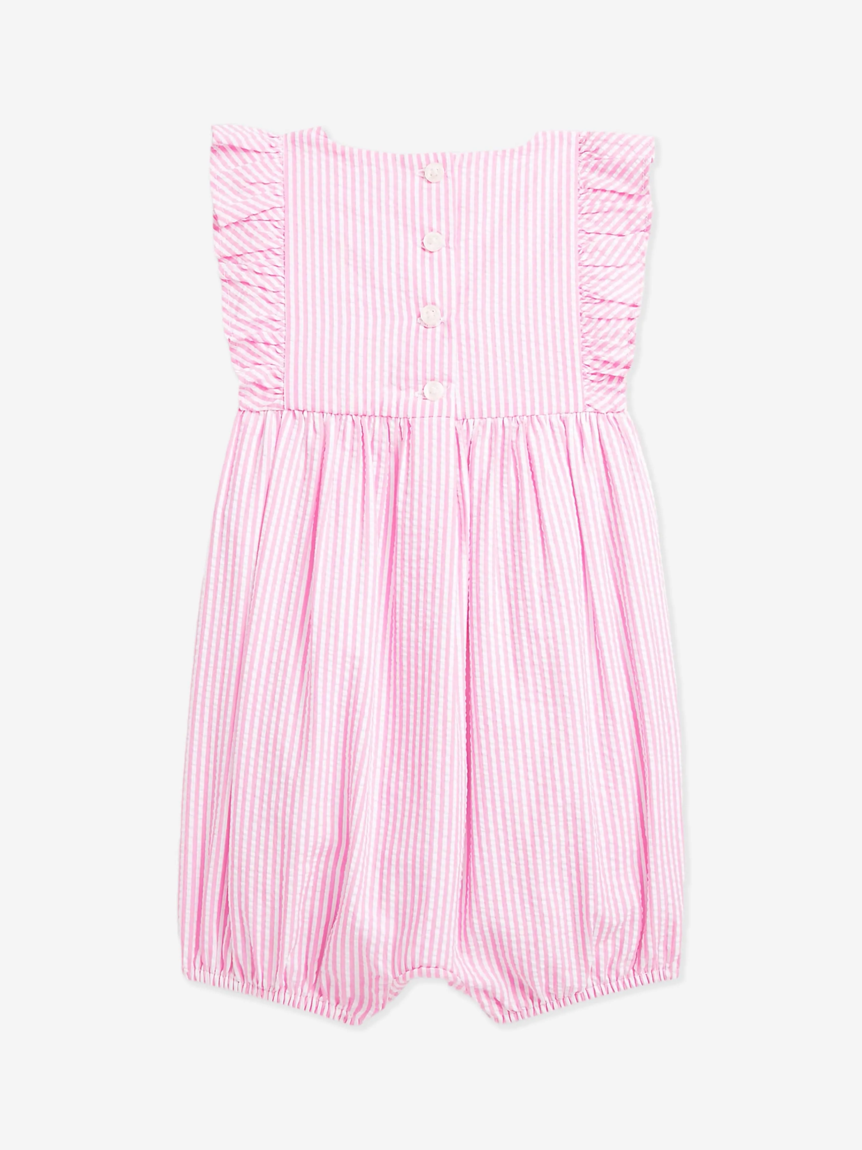 Barboteuse à rayures pour bébé fille en rose