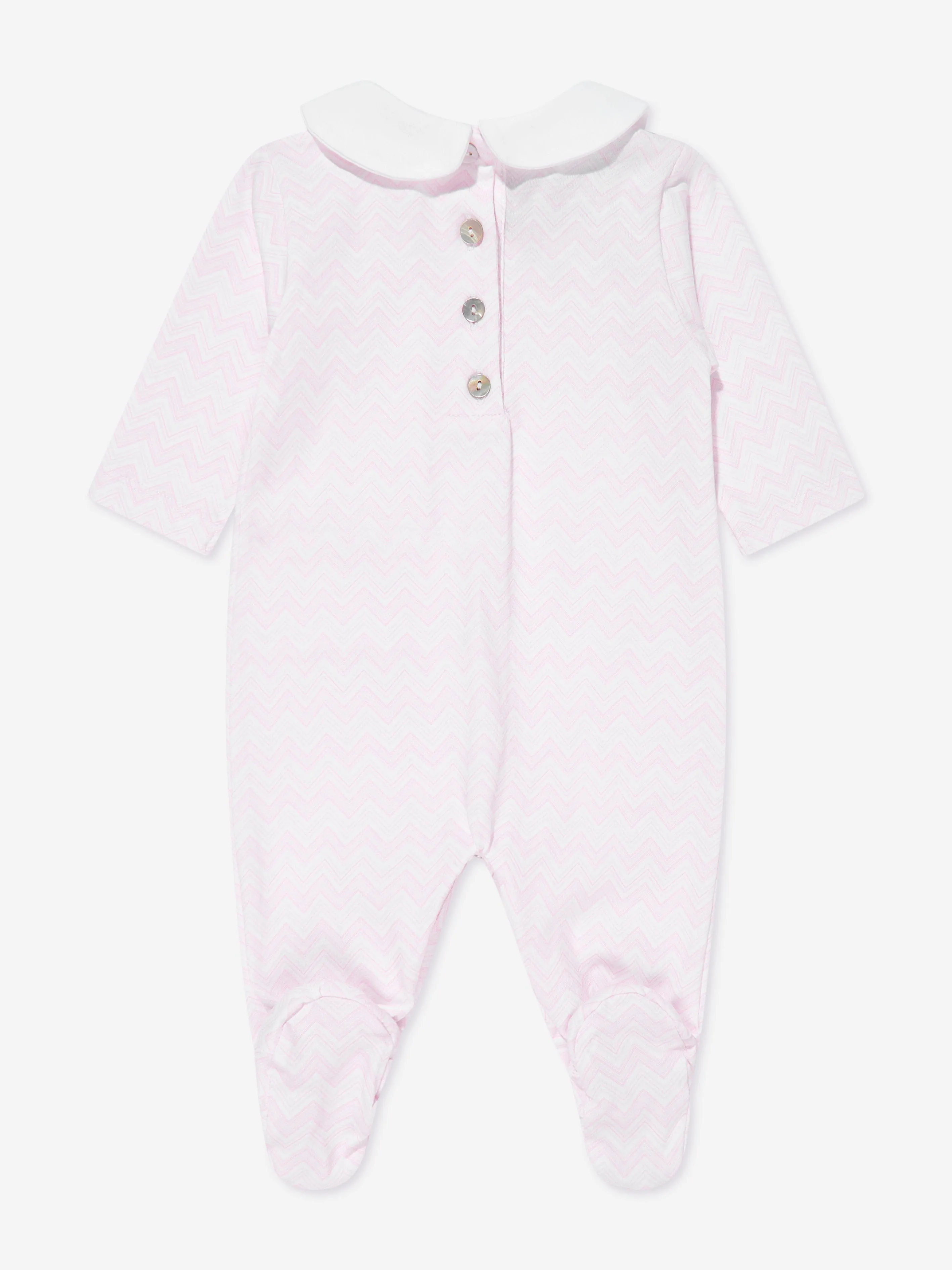Ensemble de grenouillère à motifs zigzag pour bébé fille en rose