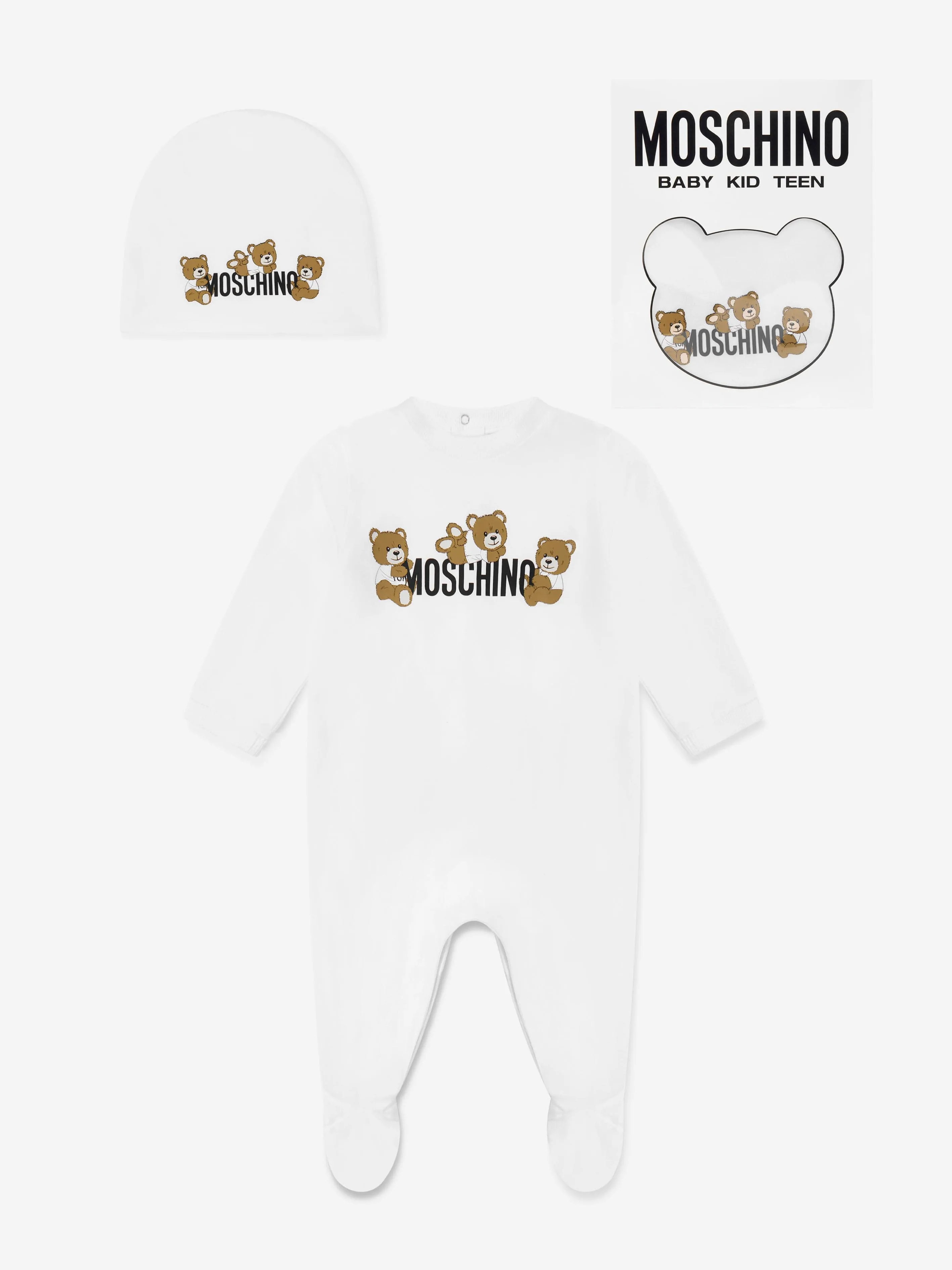 Ensemble Babygrow Logo Nounours Bébé en Blanc