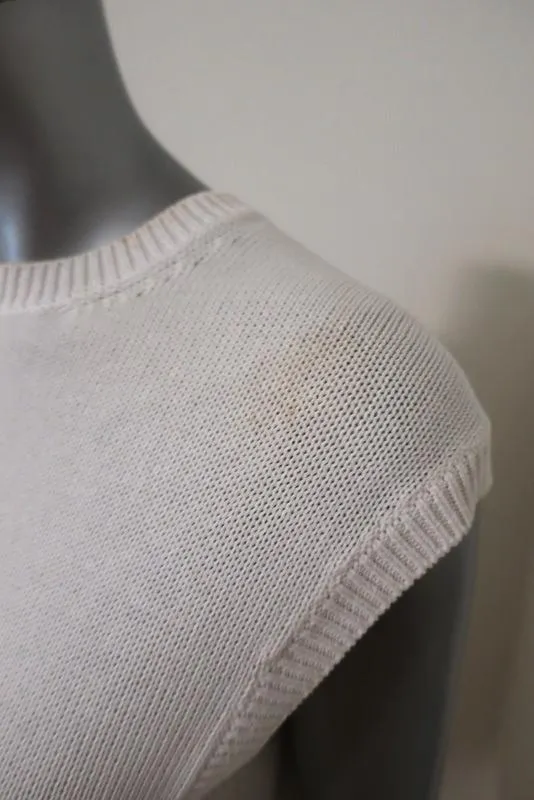 Balenciaga Haut en Coton Tricoté Blanc Taille 36 Pull sans Manches