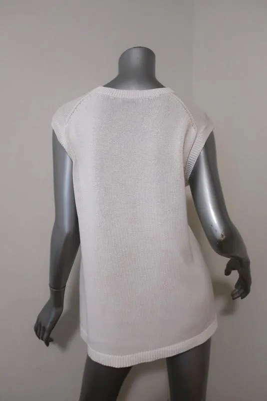 Balenciaga Haut en Coton Tricoté Blanc Taille 36 Pull sans Manches