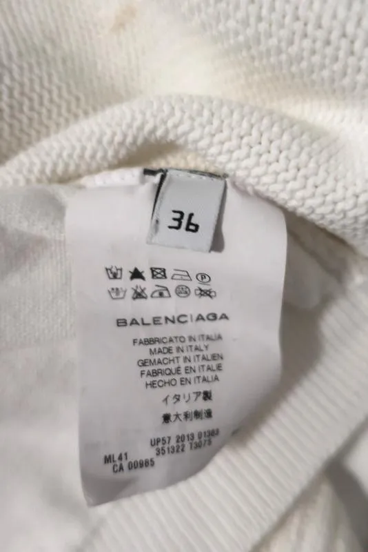 Balenciaga Haut en Coton Tricoté Blanc Taille 36 Pull sans Manches