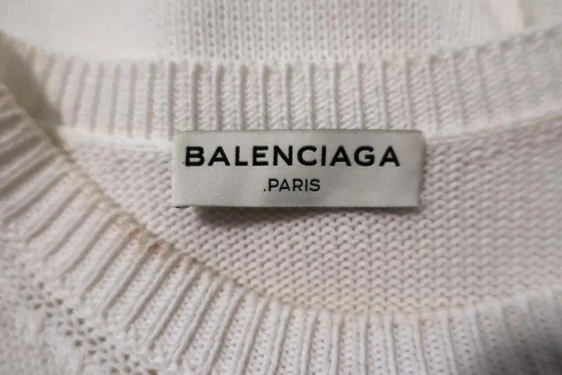 Balenciaga Haut en Coton Tricoté Blanc Taille 36 Pull sans Manches