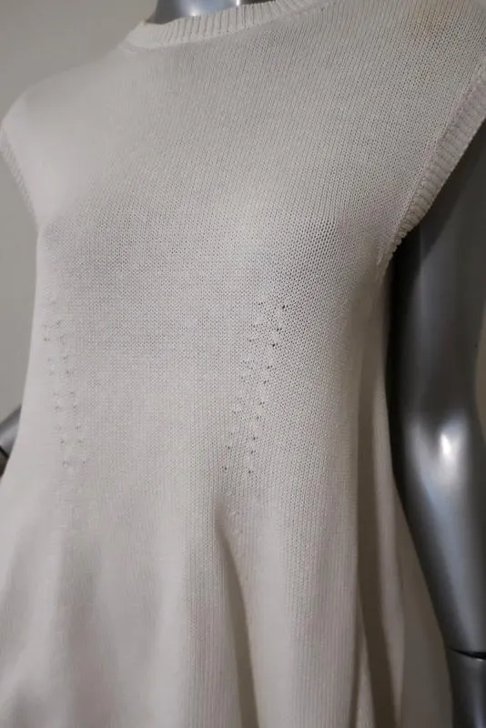 Balenciaga Haut en Coton Tricoté Blanc Taille 36 Pull sans Manches
