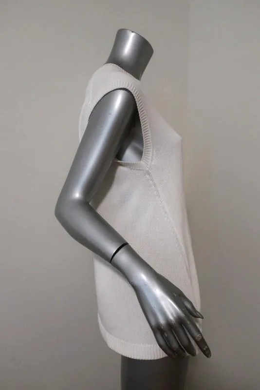 Balenciaga Haut en Coton Tricoté Blanc Taille 36 Pull sans Manches