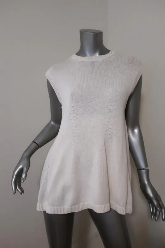 Balenciaga Haut en Coton Tricoté Blanc Taille 36 Pull sans Manches