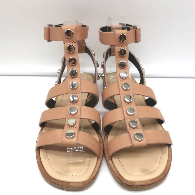 Sandales Gladiateur à Clous Balenciaga en Cuir Nu Taille 36 à Bride Cheville Plates