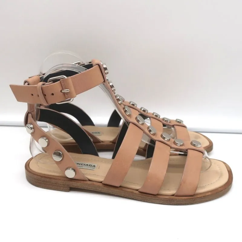 Sandales Gladiateur à Clous Balenciaga en Cuir Nu Taille 36 à Bride Cheville Plates