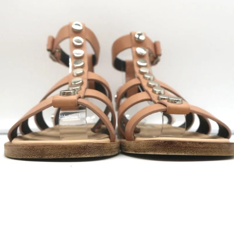 Sandales Gladiateur à Clous Balenciaga en Cuir Nu Taille 36 à Bride Cheville Plates