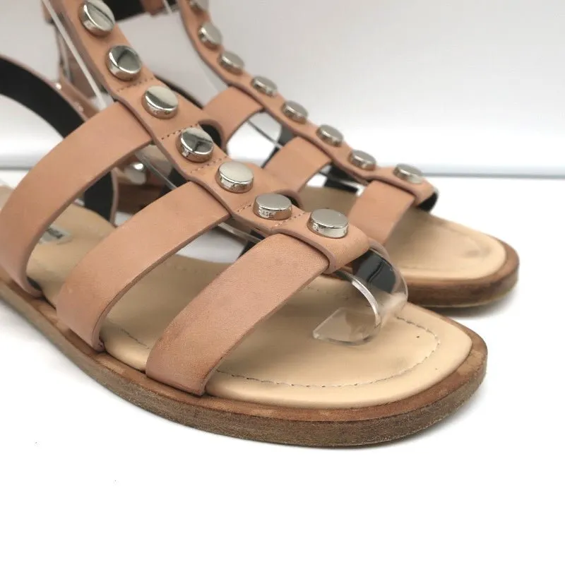Sandales Gladiateur à Clous Balenciaga en Cuir Nu Taille 36 à Bride Cheville Plates