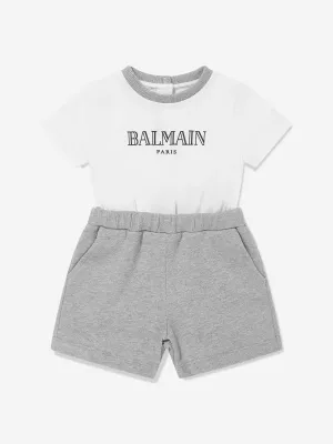 Balmain Baby Boys Logo Romper in White
