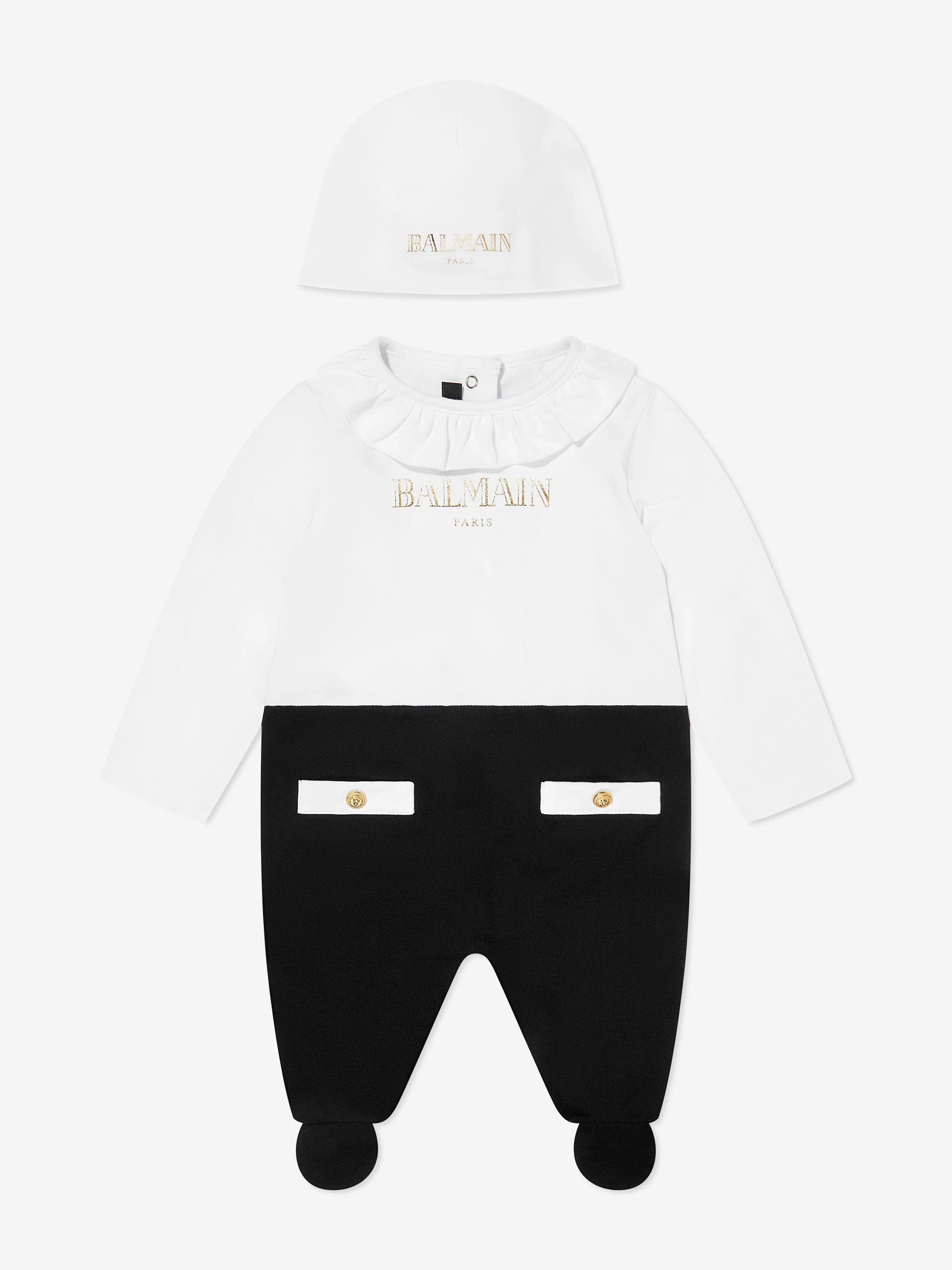 Ensemble Cadeau Body pour Bébé Fille Balmain en Blanc
