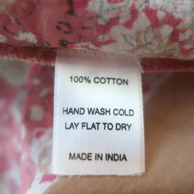Haut à volants cloche en coton imprimé rose Taille Petite Blouse sans manches