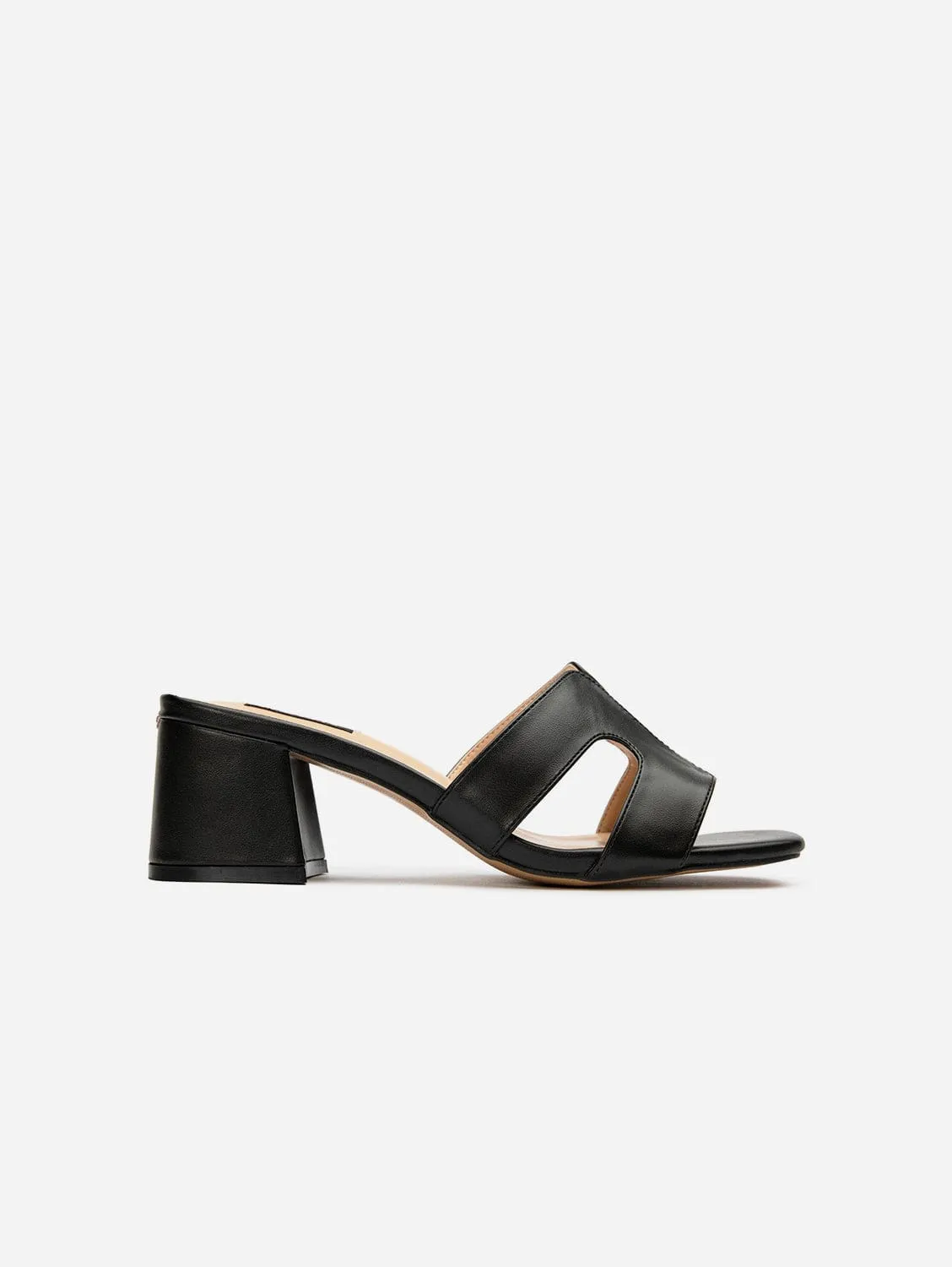 Mules à talons en similicuir vegan pour femmes Bok | Noir