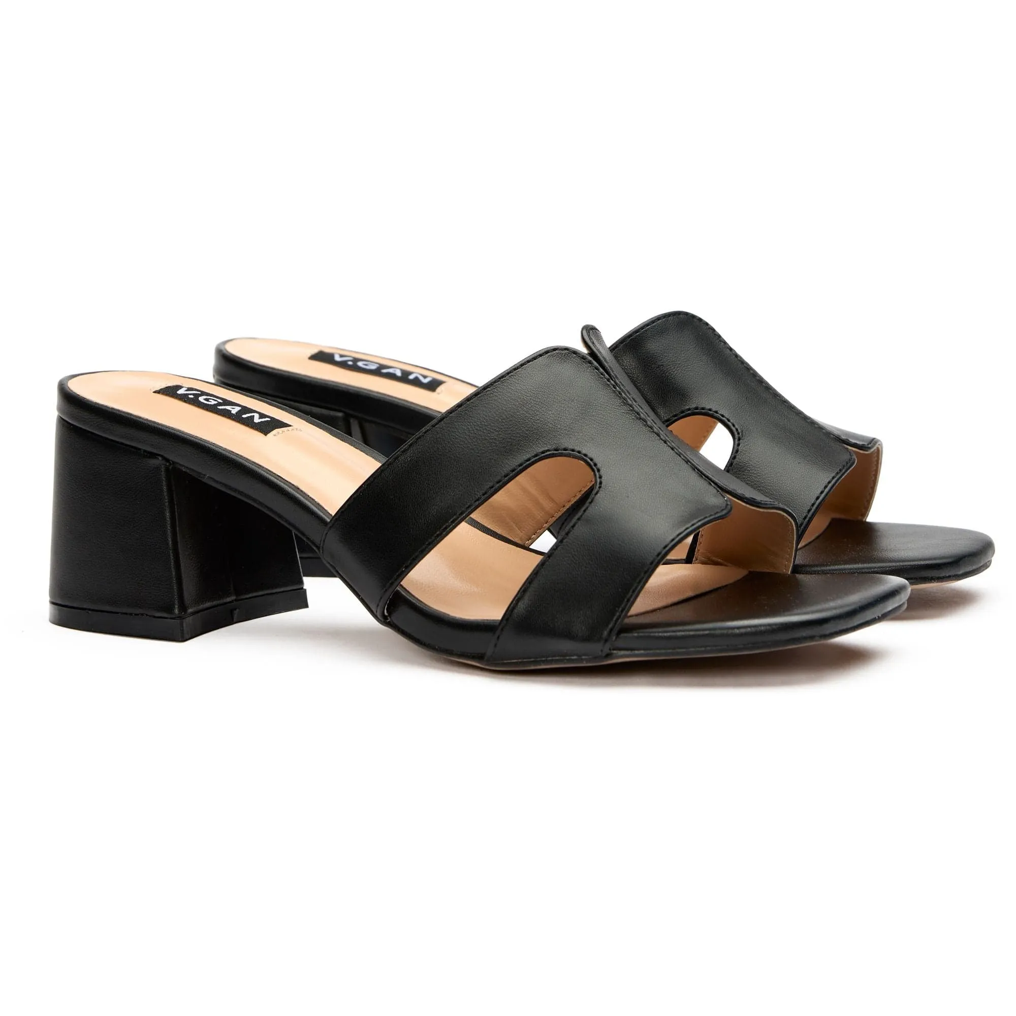 Mules à talons en similicuir vegan pour femmes Bok | Noir