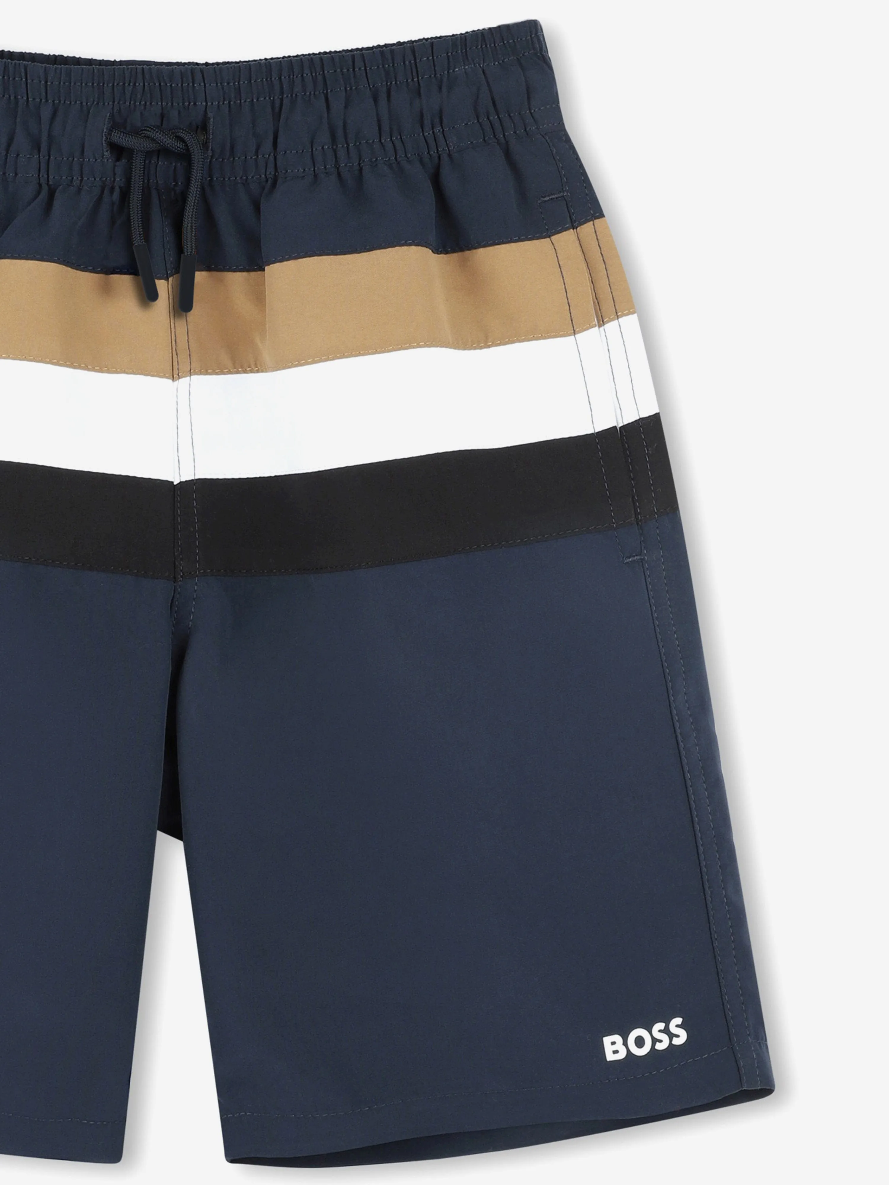 BOSS Boys Short de Bain Rayé en Marine