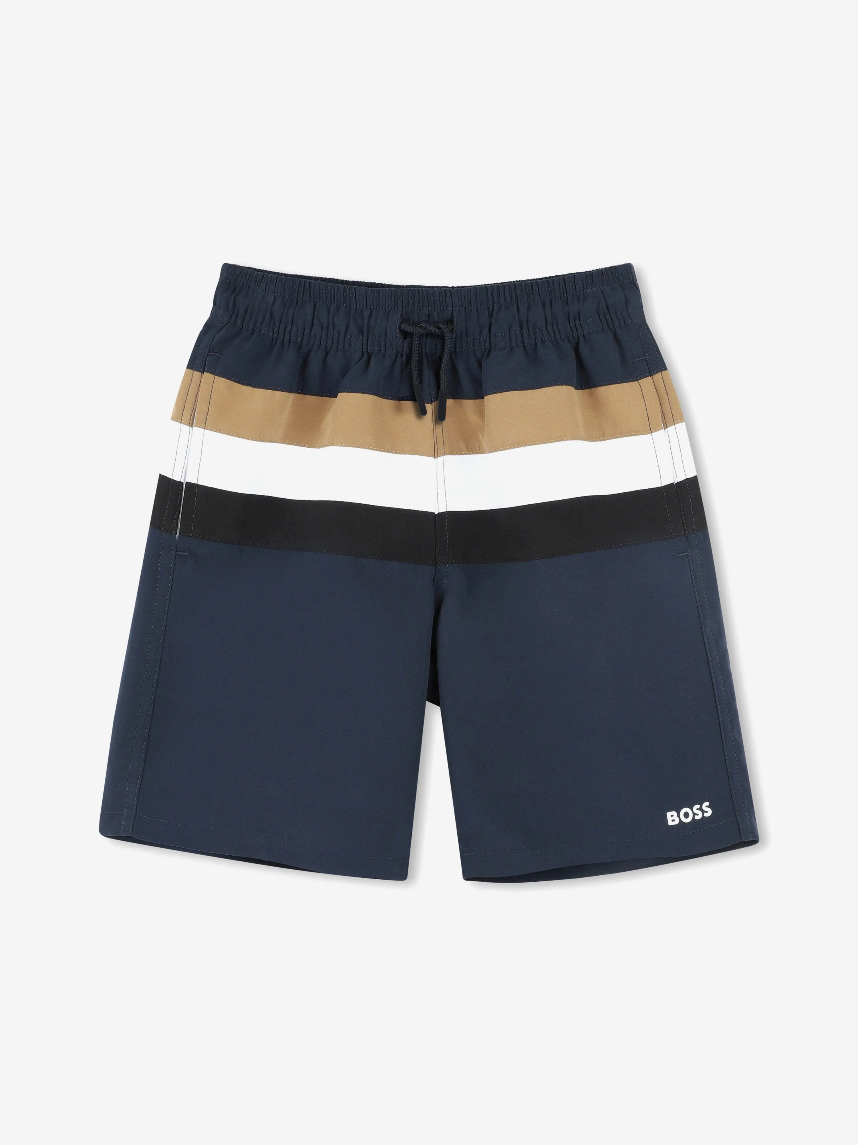 BOSS Boys Short de Bain Rayé en Marine