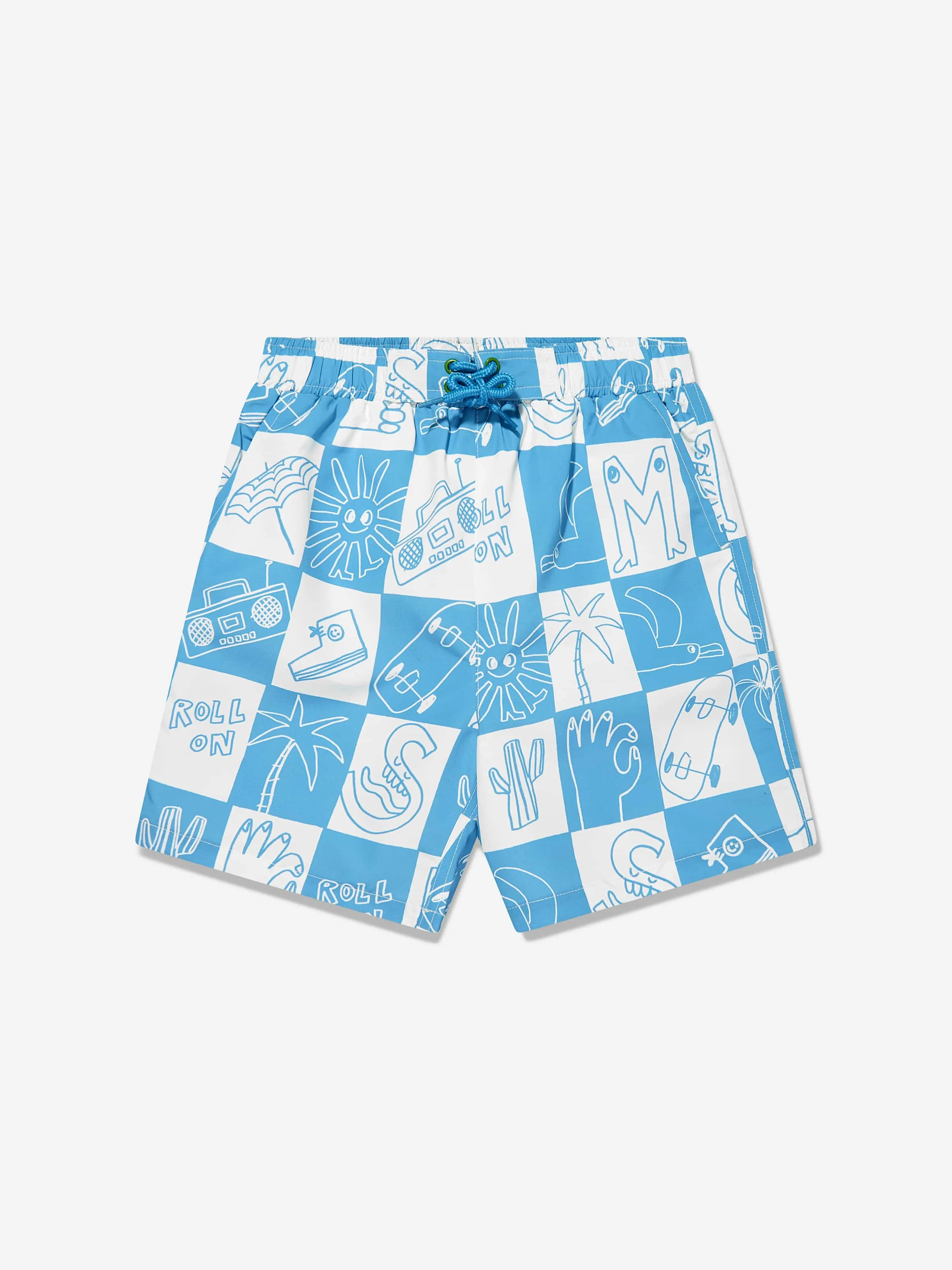 Short de bain pour garçons avec logo en bleu