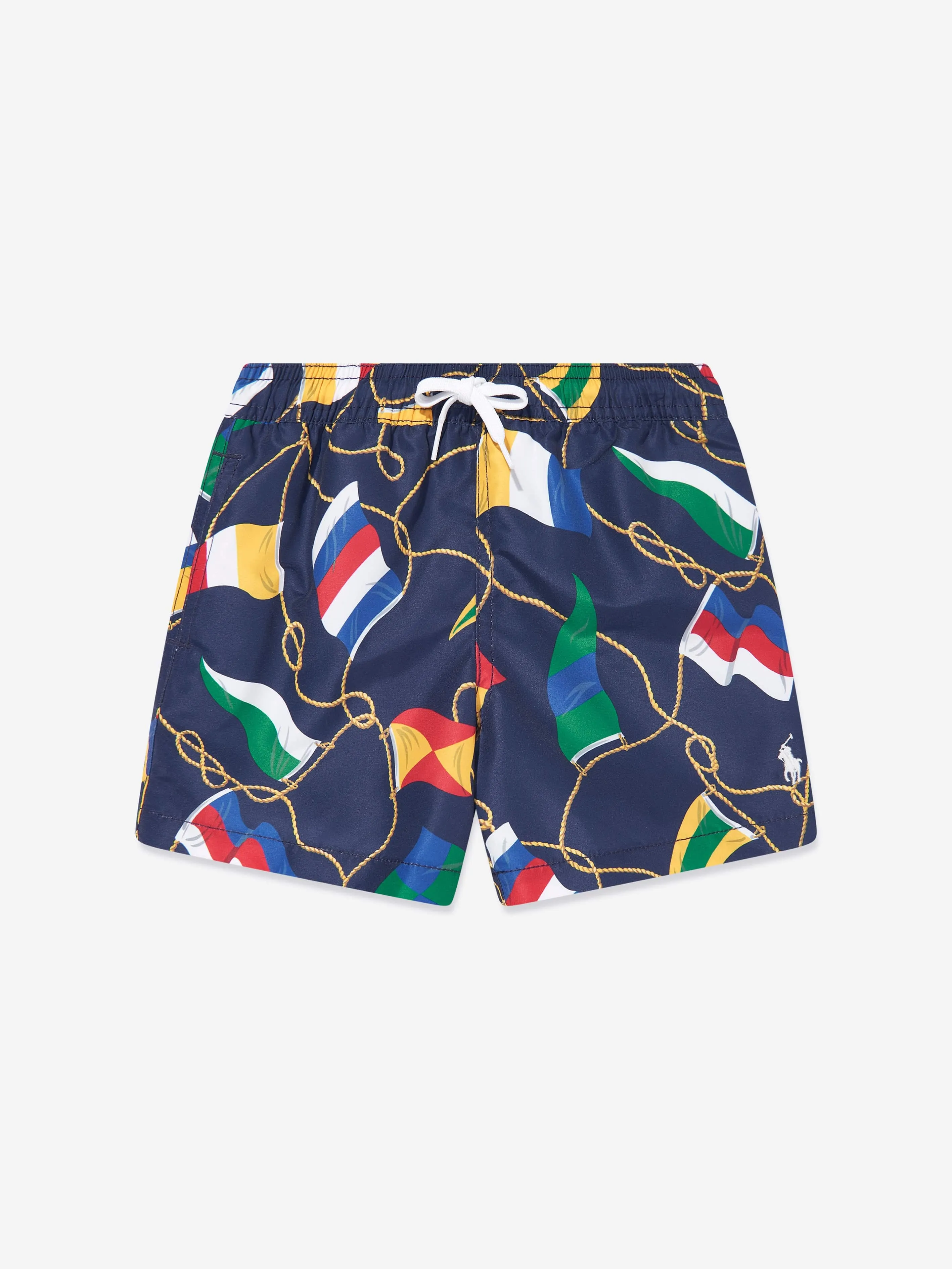 Short de bain à motifs de pavillons multicolores pour garçons