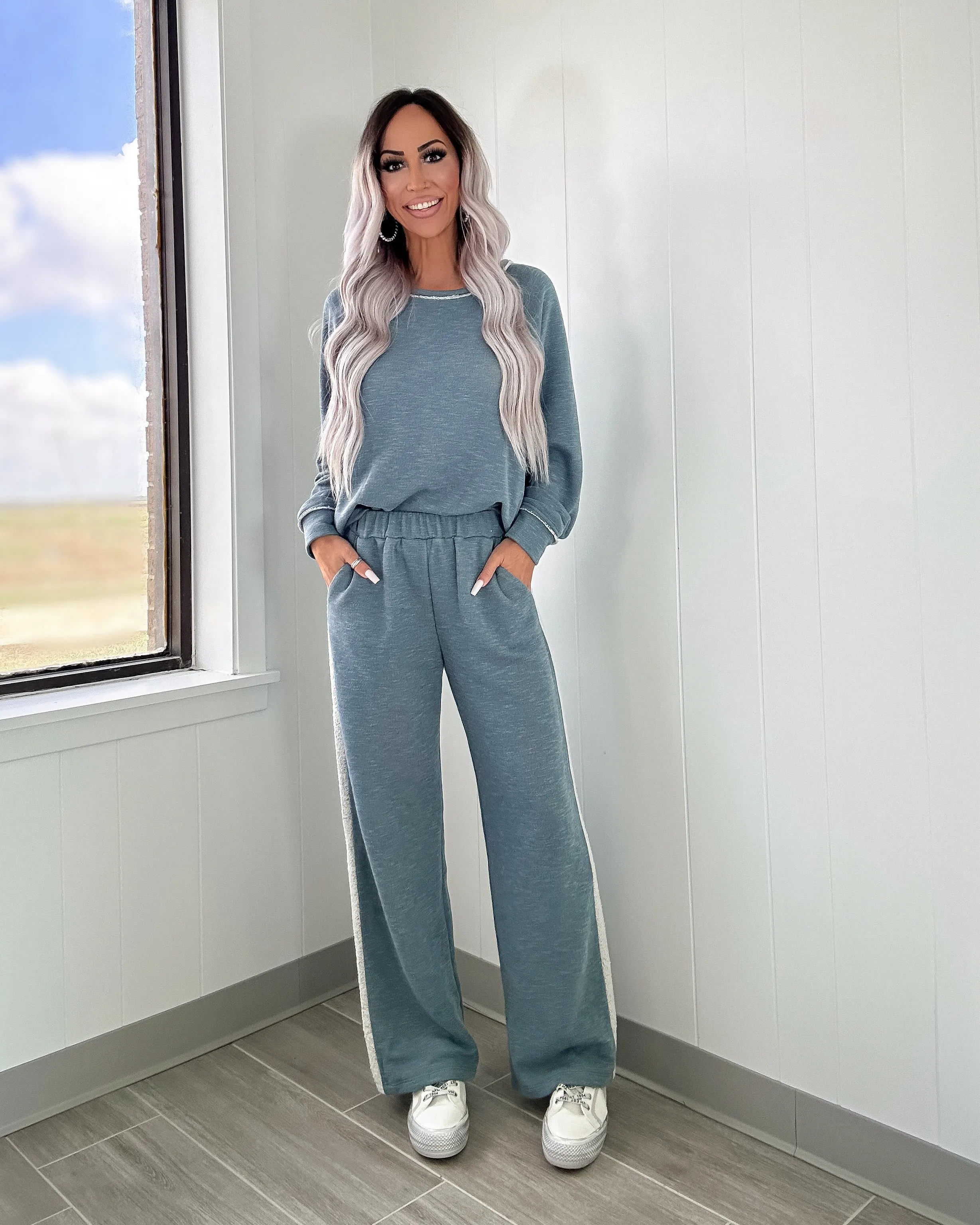 Ensemble de Pantalons en French Terry Marche Rapide - Seagrass