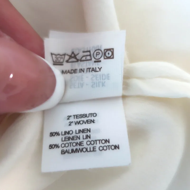 Brunello Cucinelli Blouse à encolure contrastée en soie stretch ivoire Taille L
