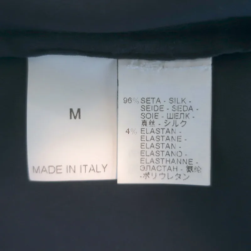 Brunello Cucinelli Haut Sans Manches en Satin de Soie Stretch Bleu Marine Taille Moyenne Blouse à Col en V