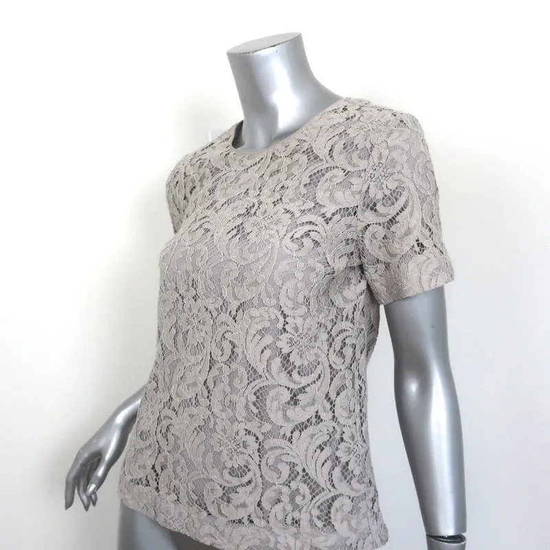 Burberry Blouse en Dentelle Française Gris Mélange de Coton Taille US 4 Manches Courtes