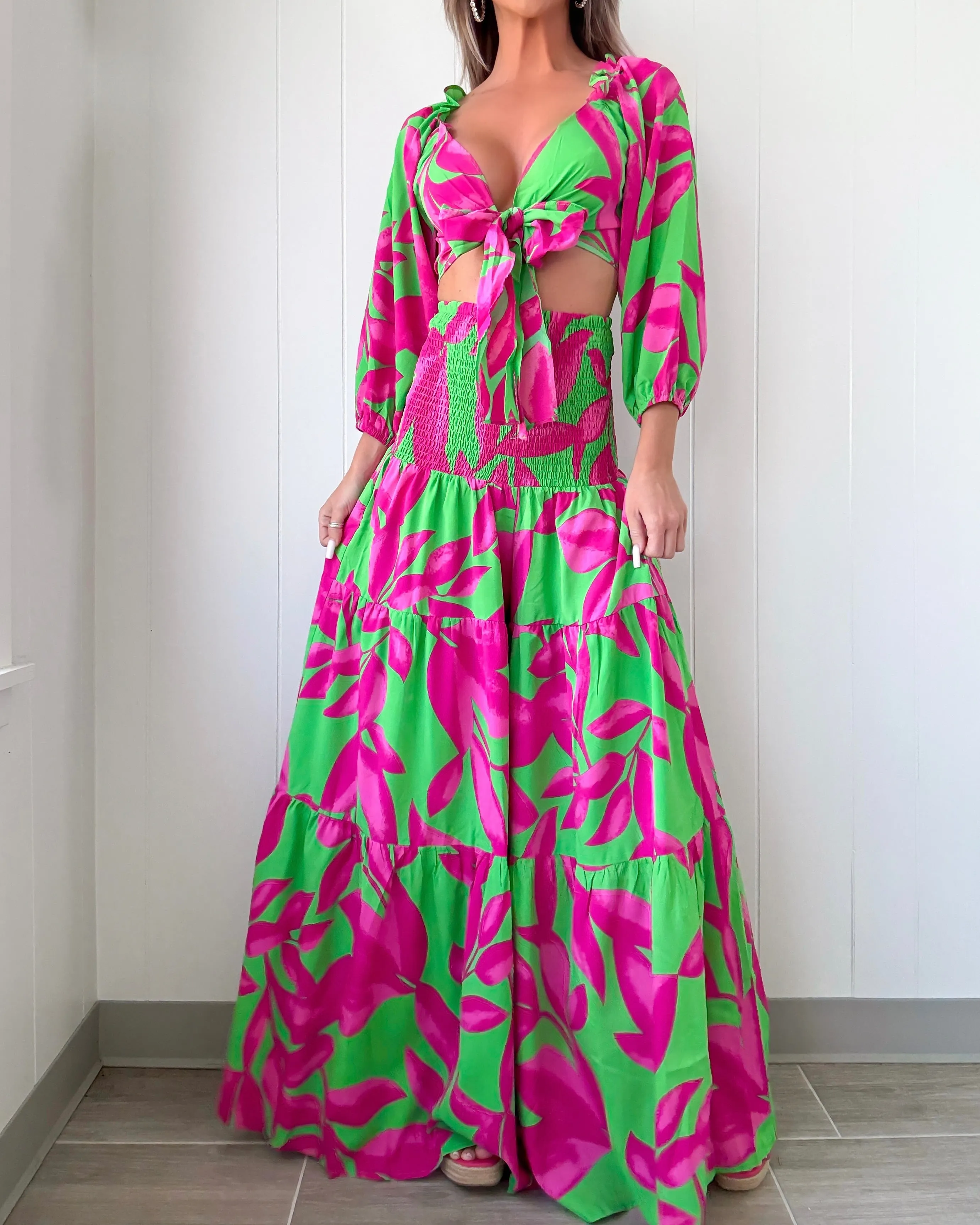 Ensemble Pantalon Floral Cabana Crush - Fuchsia/Vert