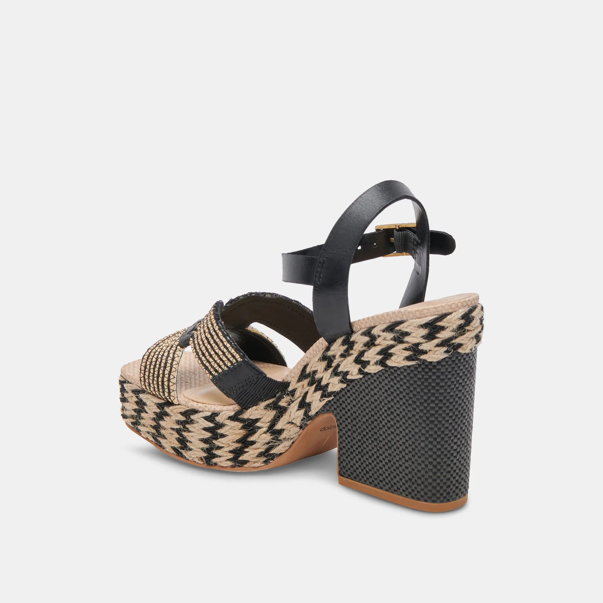 TALONS COMPENSÉS NOIRS EN RAFFIA NATUREL