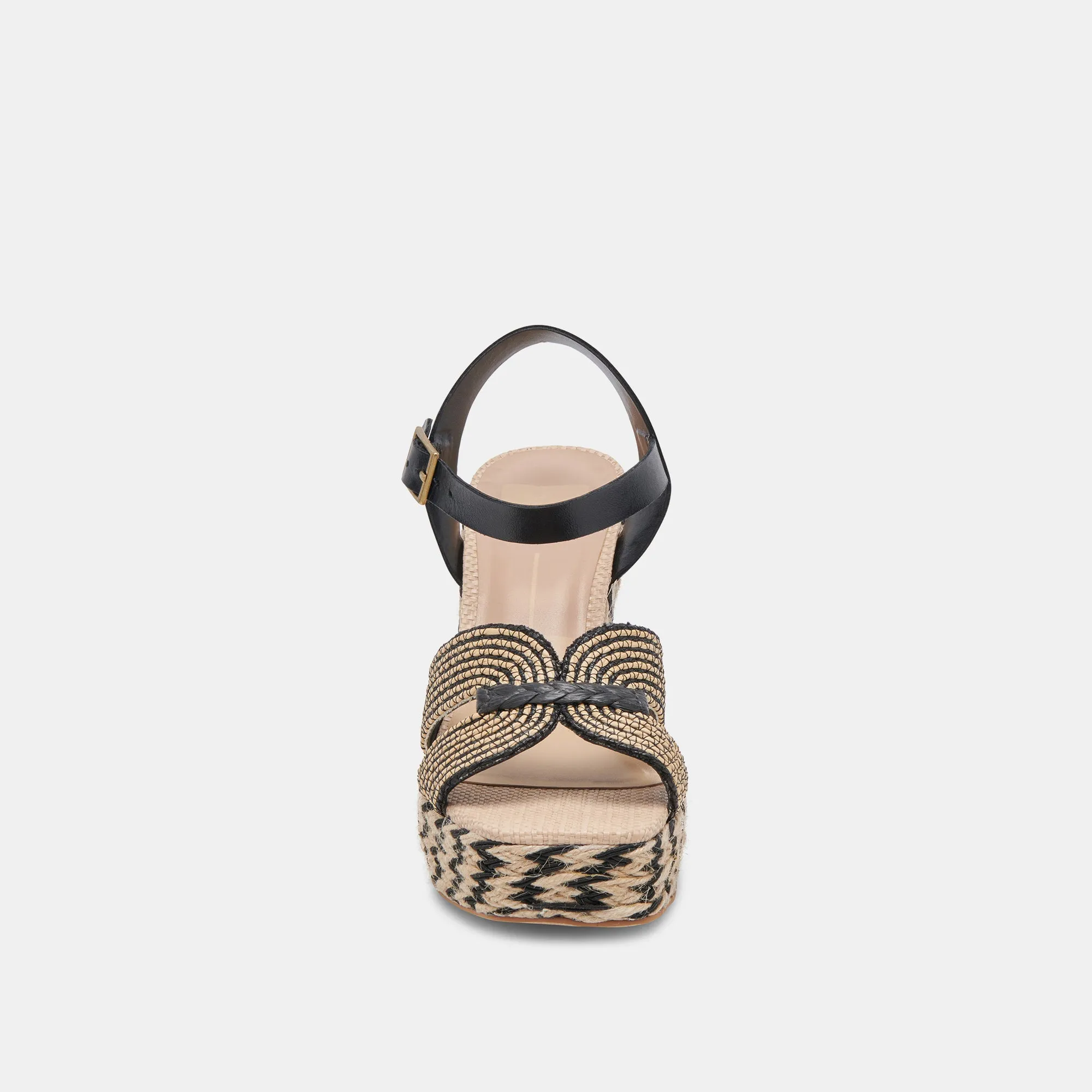 TALONS COMPENSÉS NOIRS EN RAFFIA NATUREL