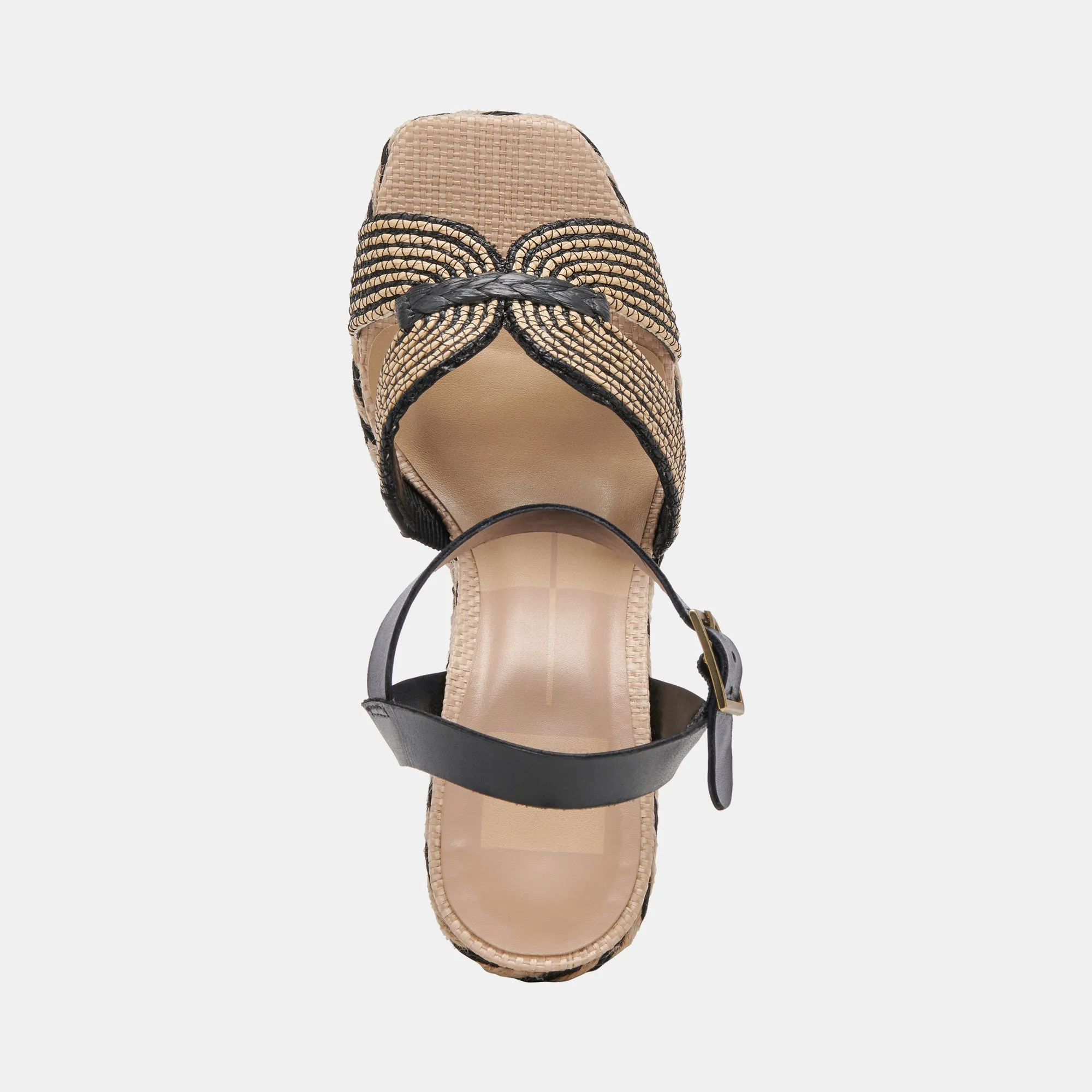 TALONS COMPENSÉS NOIRS EN RAFFIA NATUREL