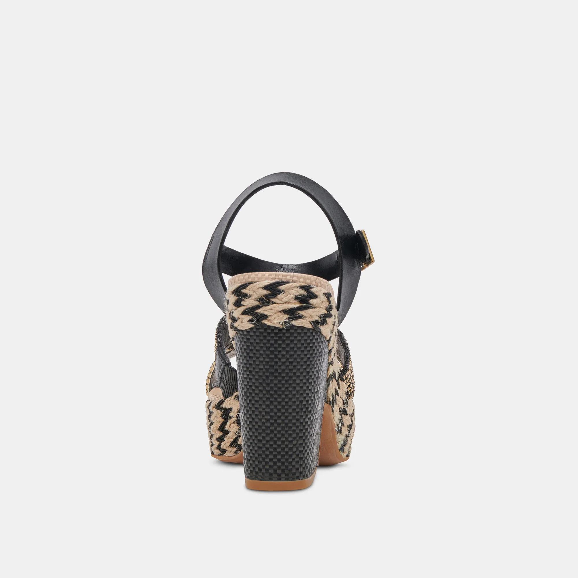 TALONS COMPENSÉS NOIRS EN RAFFIA NATUREL