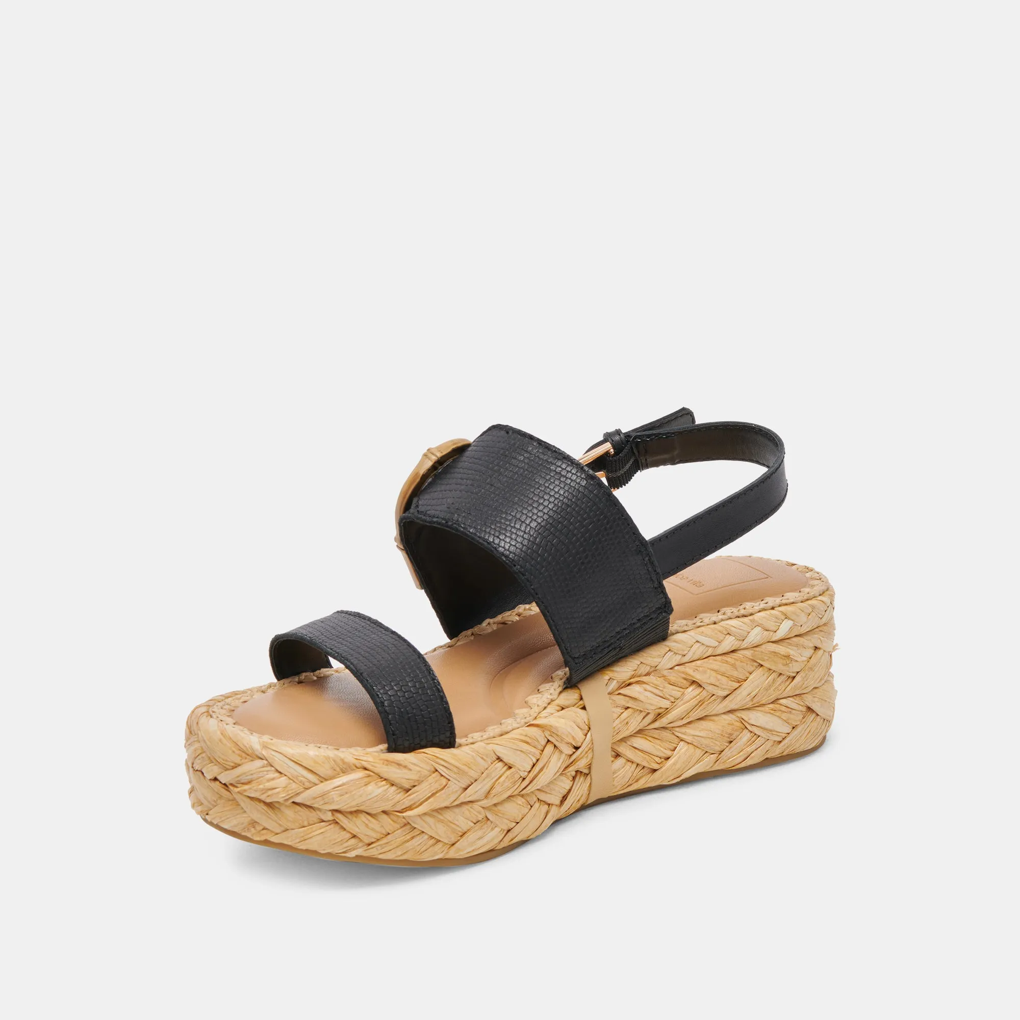 CHERA SANDALES CUIR GRAVÉ ONYX