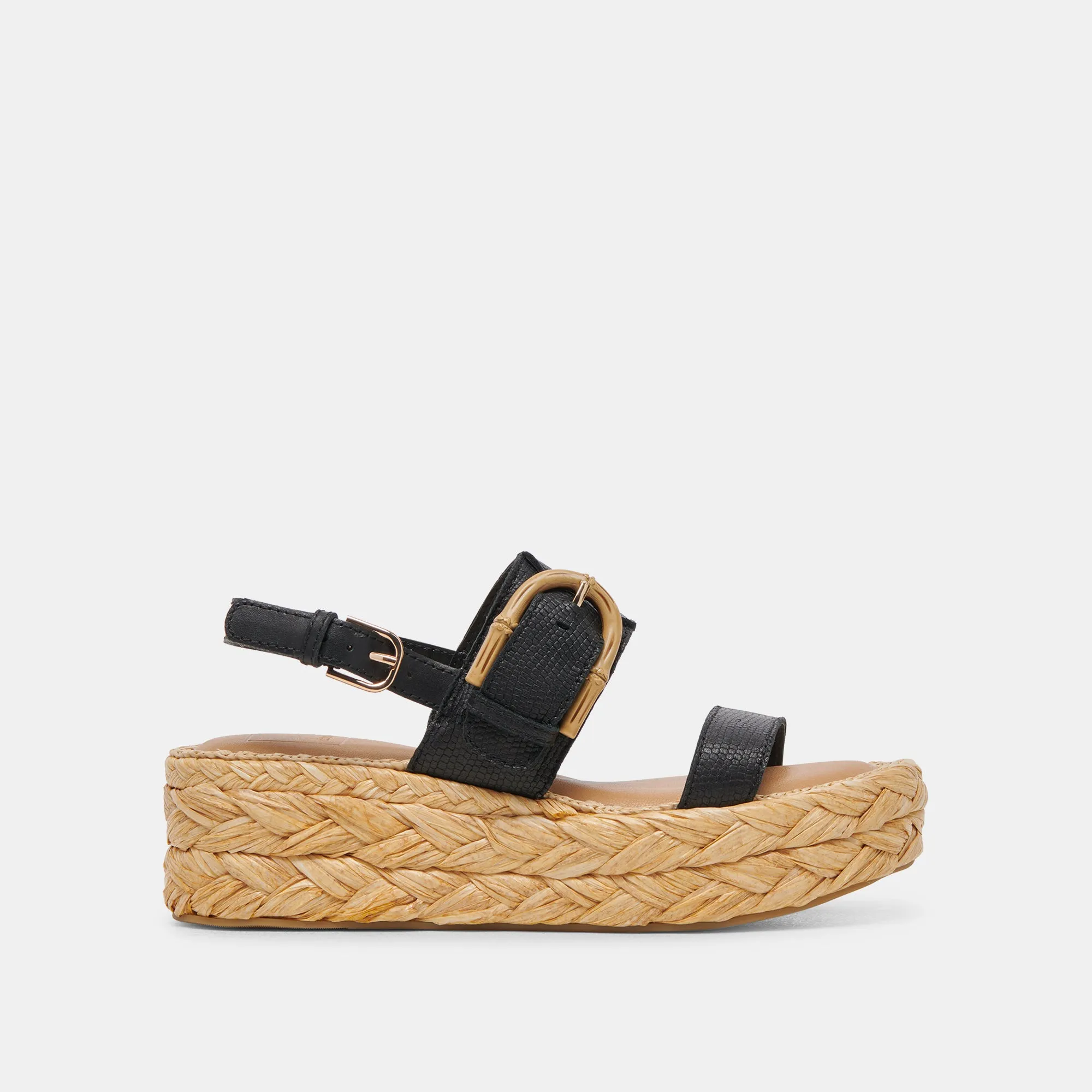 CHERA SANDALES CUIR GRAVÉ ONYX