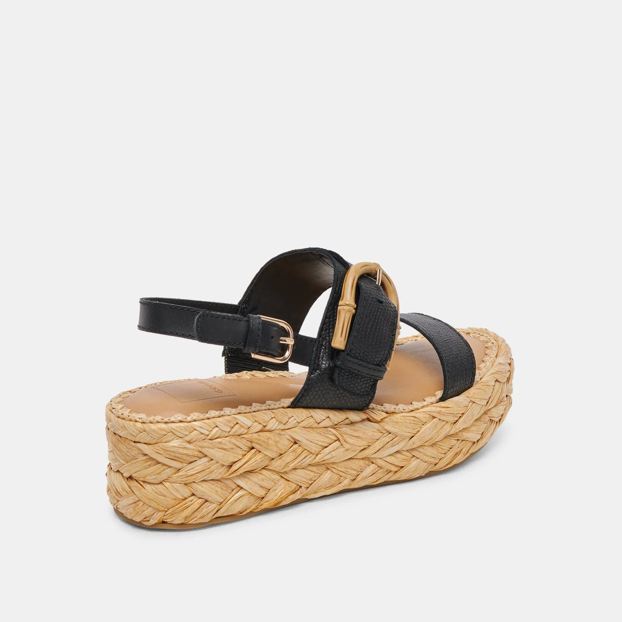 CHERA SANDALES CUIR GRAVÉ ONYX