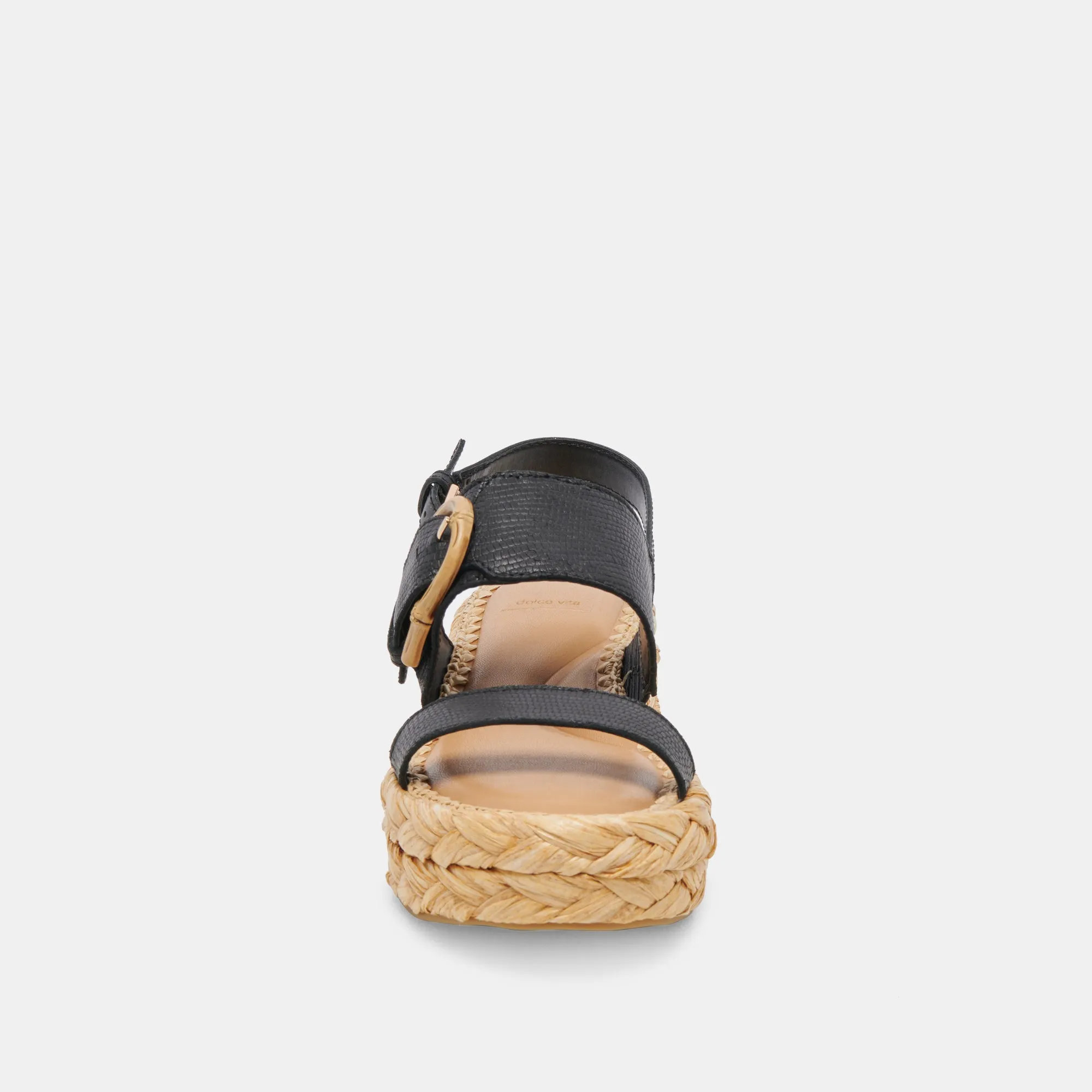 CHERA SANDALES CUIR GRAVÉ ONYX
