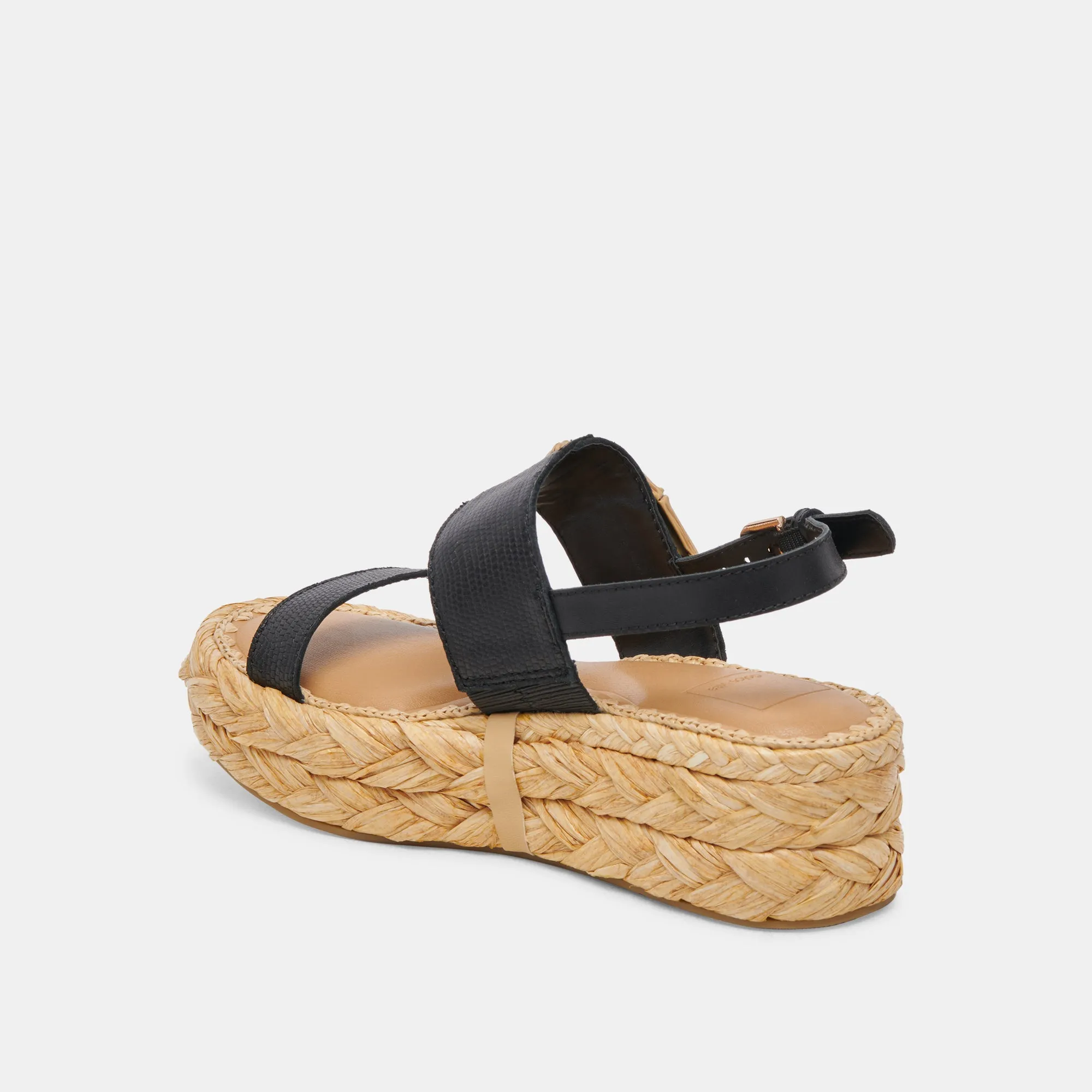 CHERA SANDALES CUIR GRAVÉ ONYX