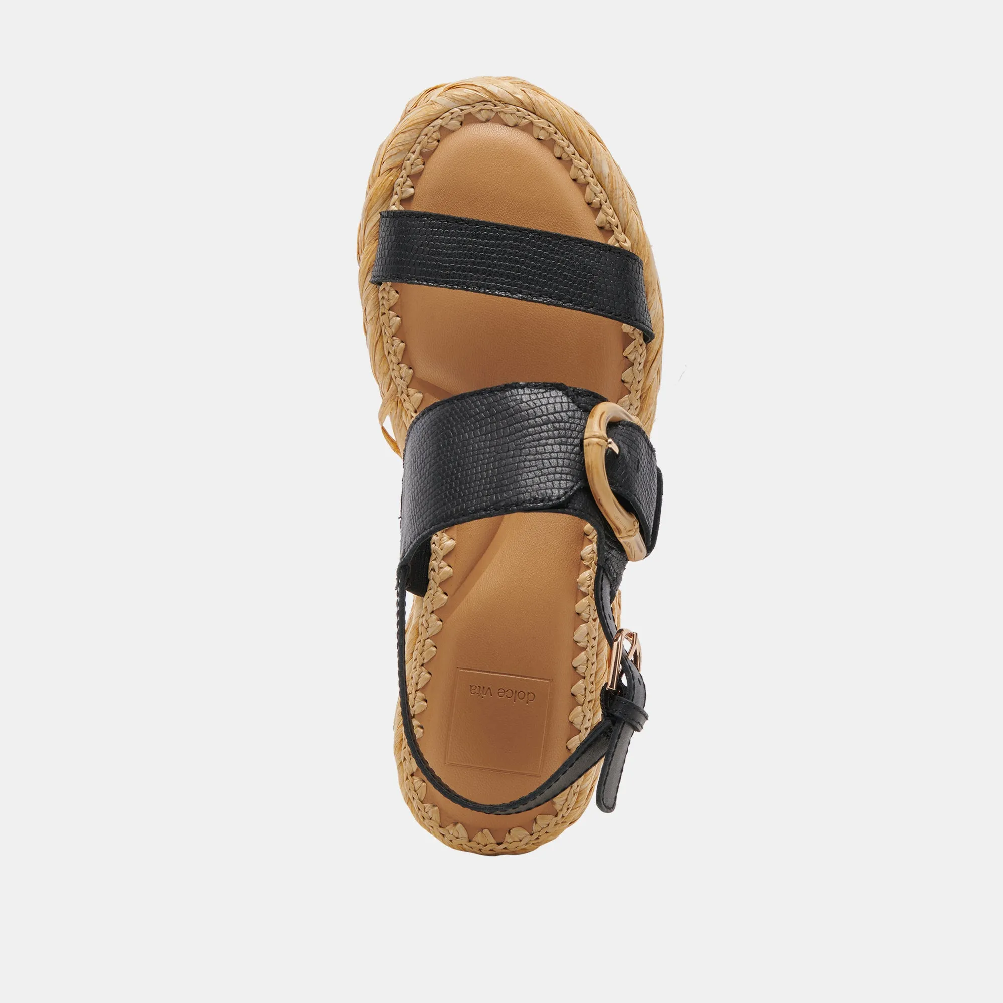 CHERA SANDALES CUIR GRAVÉ ONYX