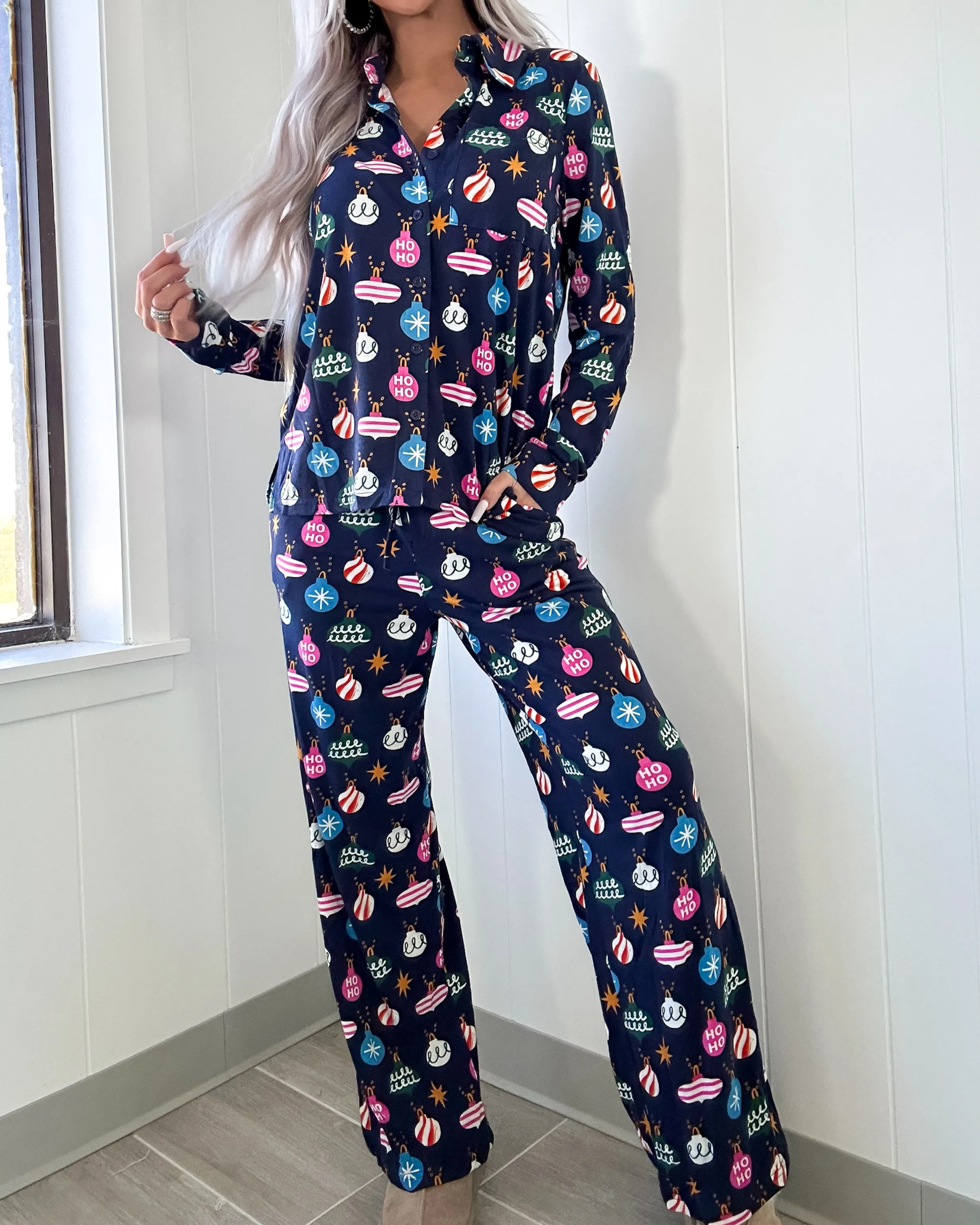 Pyjama à motifs de Noël - Bleu marine