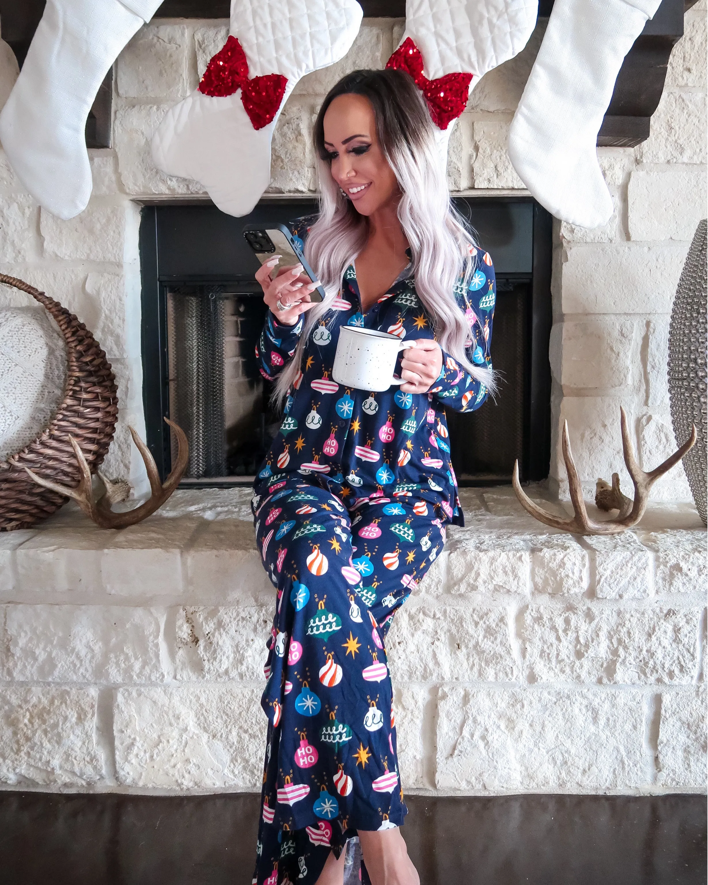 Pyjama à motifs de Noël - Bleu marine