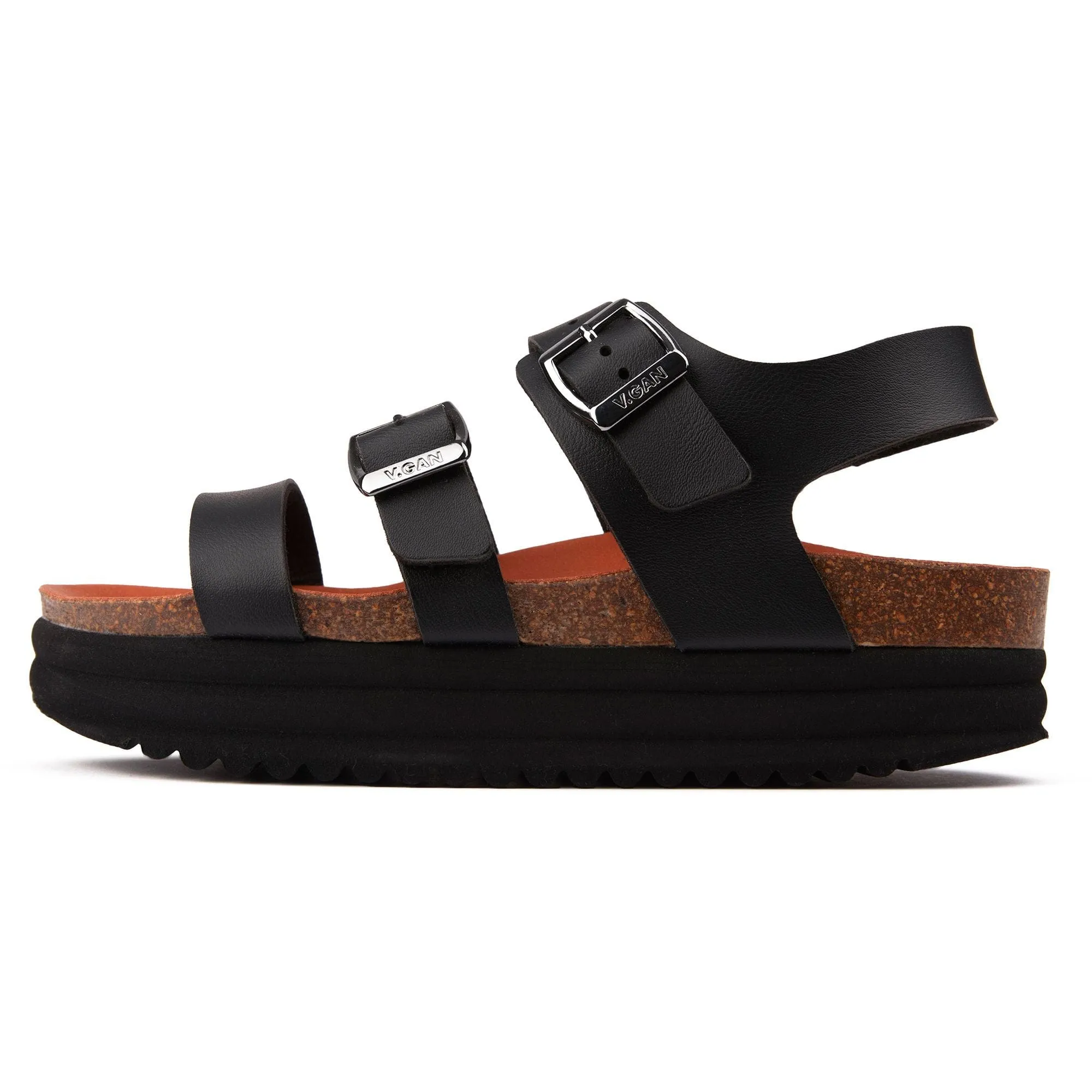 Sandales vegan pour femme Clementine avec semelle intérieure | Noir