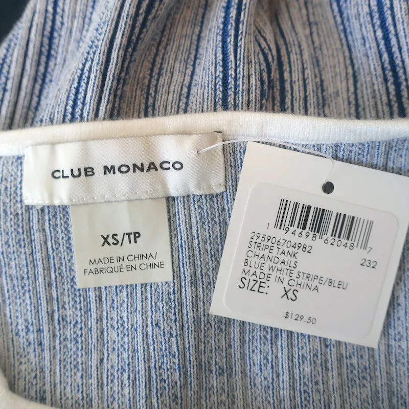 Club Monaco Débardeur à rayures col carré Seraphine Bleu Taille Très Petit NEUF