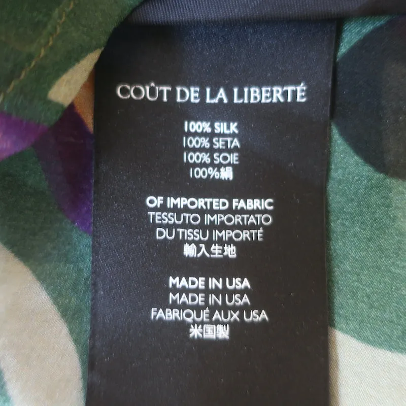 Haut à manches Isaac Bell Cout De La Liberte en soie imprimée verte Taille Très Petite NEUF