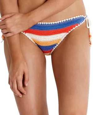 Crochet Side Tie Brazilian Bikini Bottom In Sea Caribbean Kool