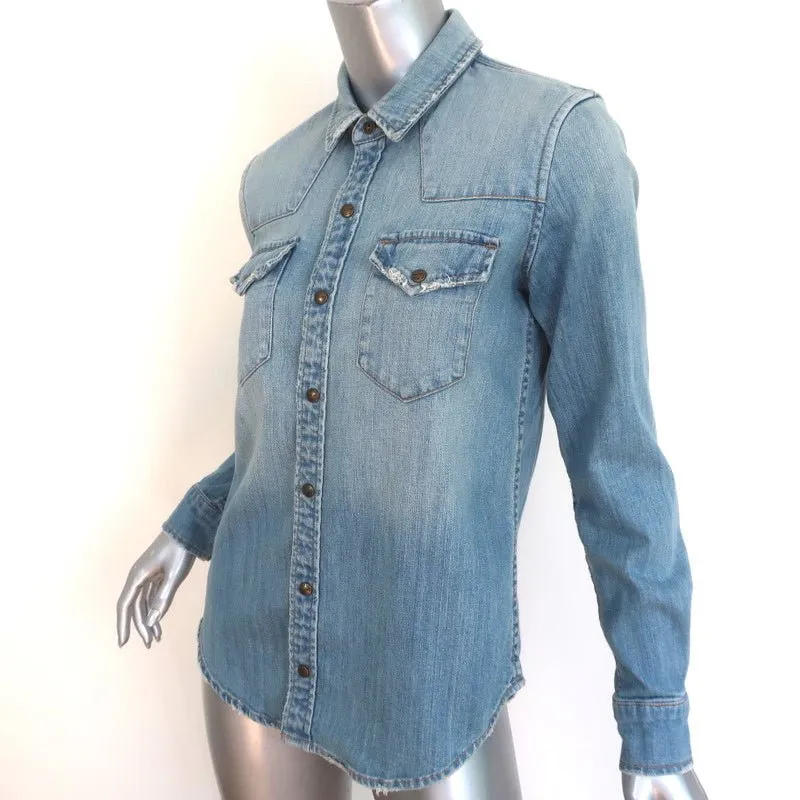 Current/Elliott Chemise Western SoCal Sunny Dancer en Denim Taille 0 Haut à Manches Longues