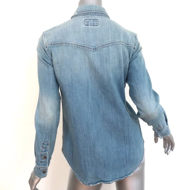 Current/Elliott Chemise Western SoCal Sunny Dancer en Denim Taille 0 Haut à Manches Longues