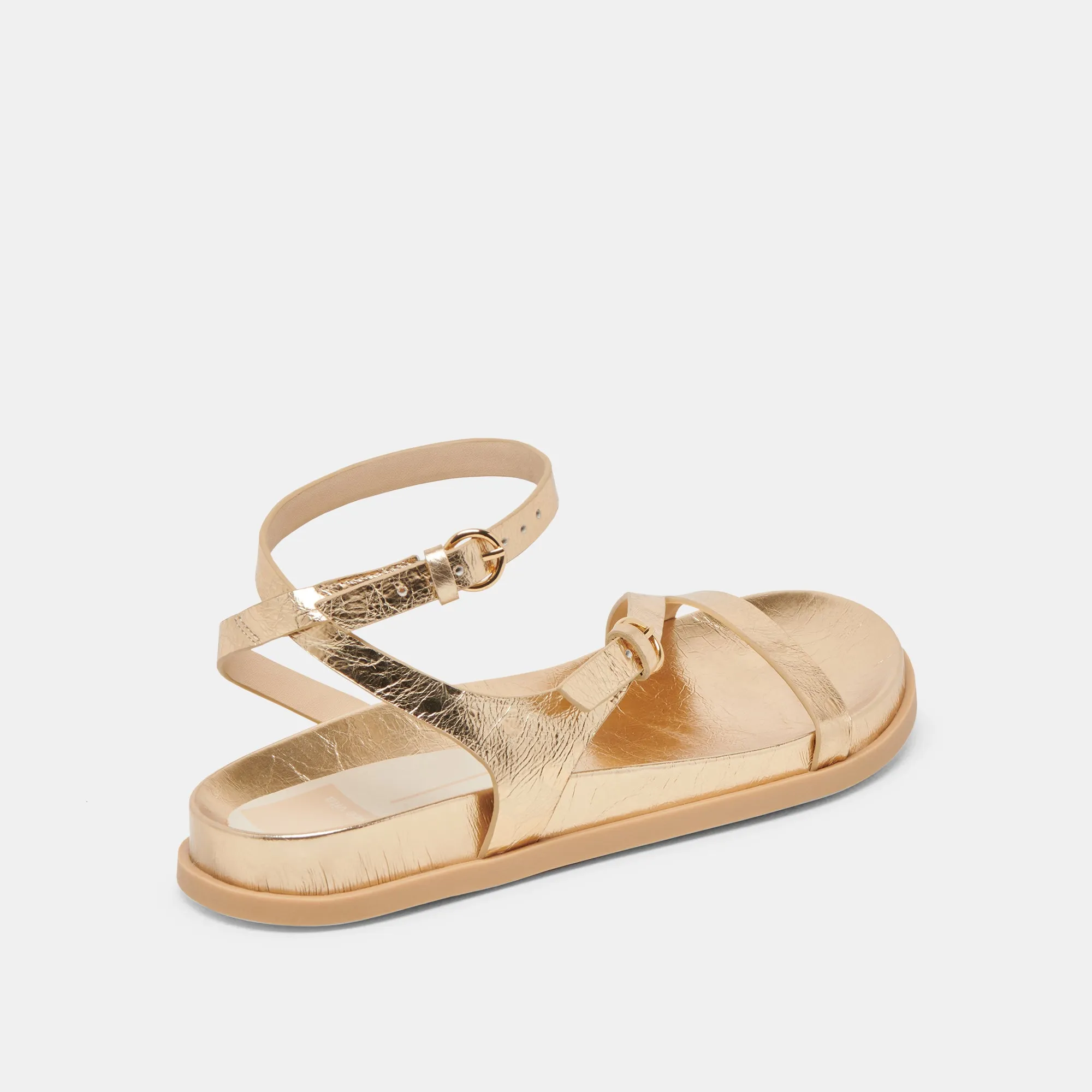 SANDALES DARLIS EN CUIR VIEILLI DORÉ