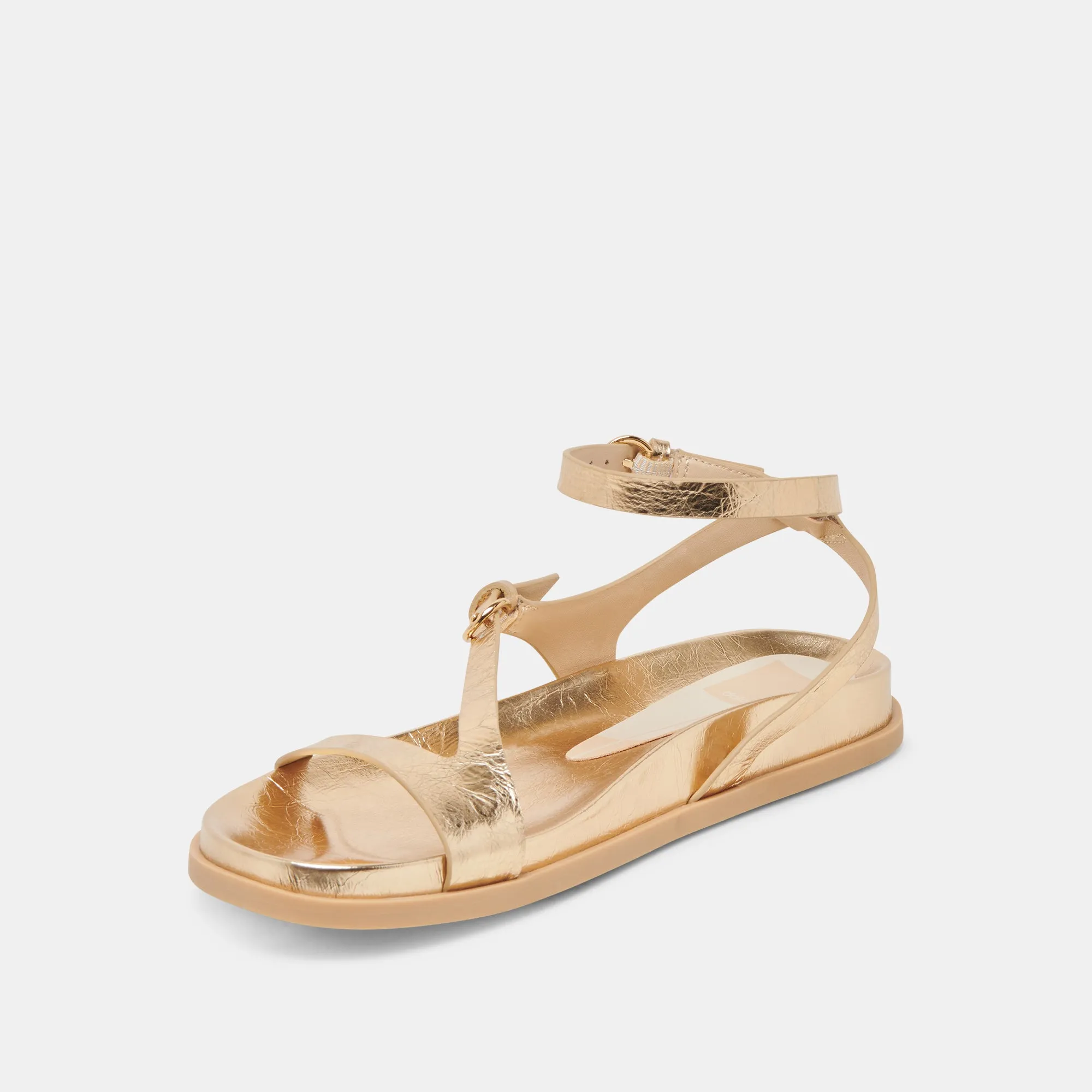 SANDALES DARLIS EN CUIR VIEILLI DORÉ