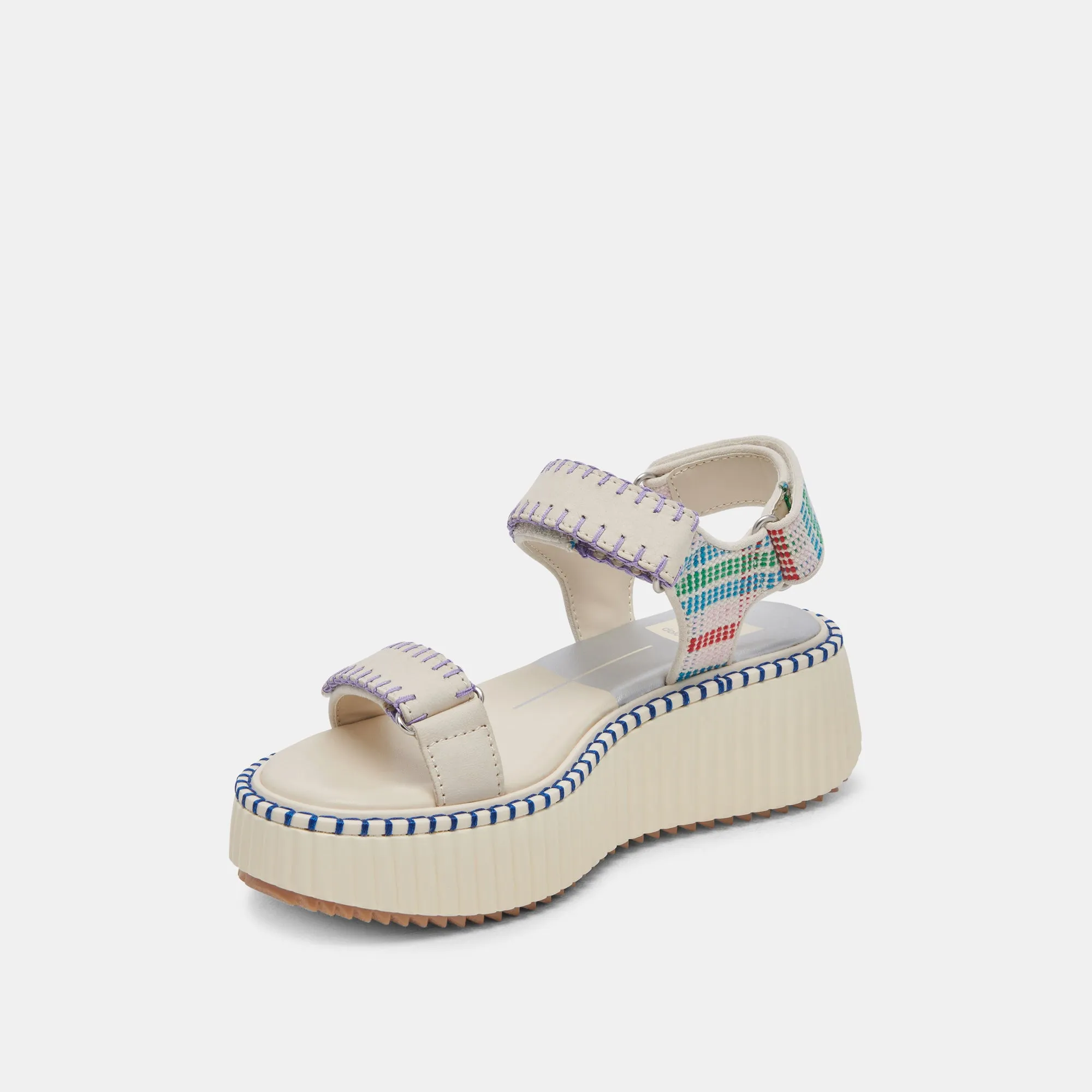 DEBRA SANDALES IVOIRE MULTICOLORE NUBUCK