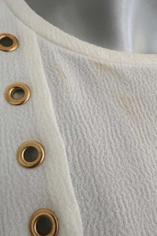 Derek Lam 10 Crosby Blouse Crème en Crêpe avec Passementerie Taille 4 Haut à Manches Longues NEUF